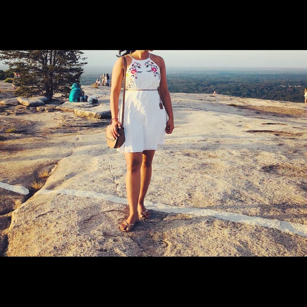 White floral dress embroidered